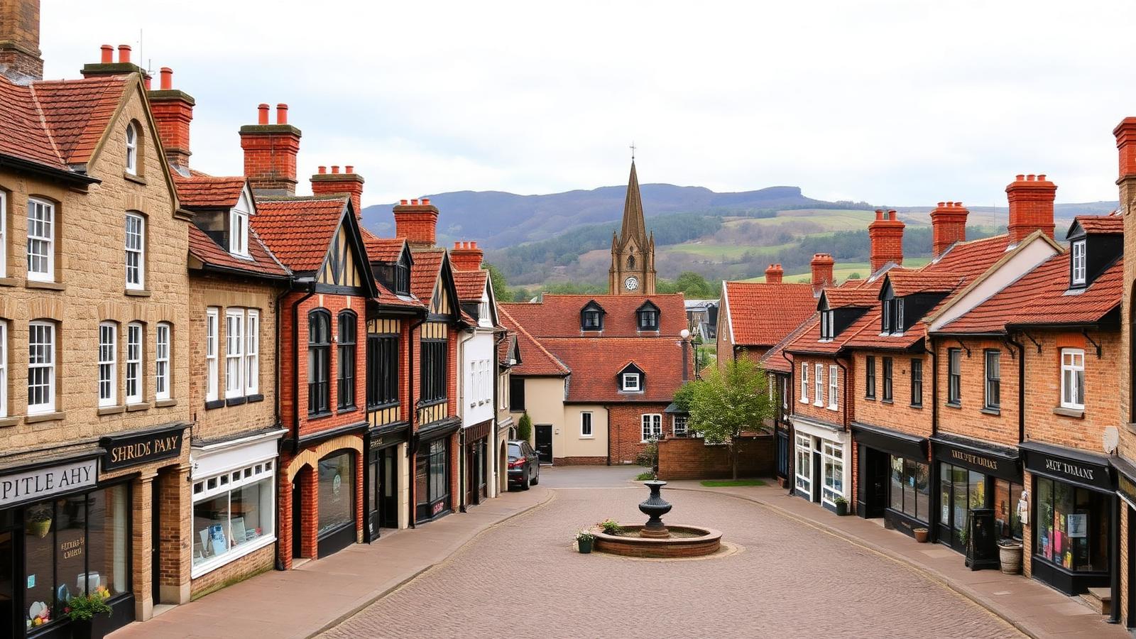 Malton's Georgian market square with pantile rooftops and Howardian Hills in the distance